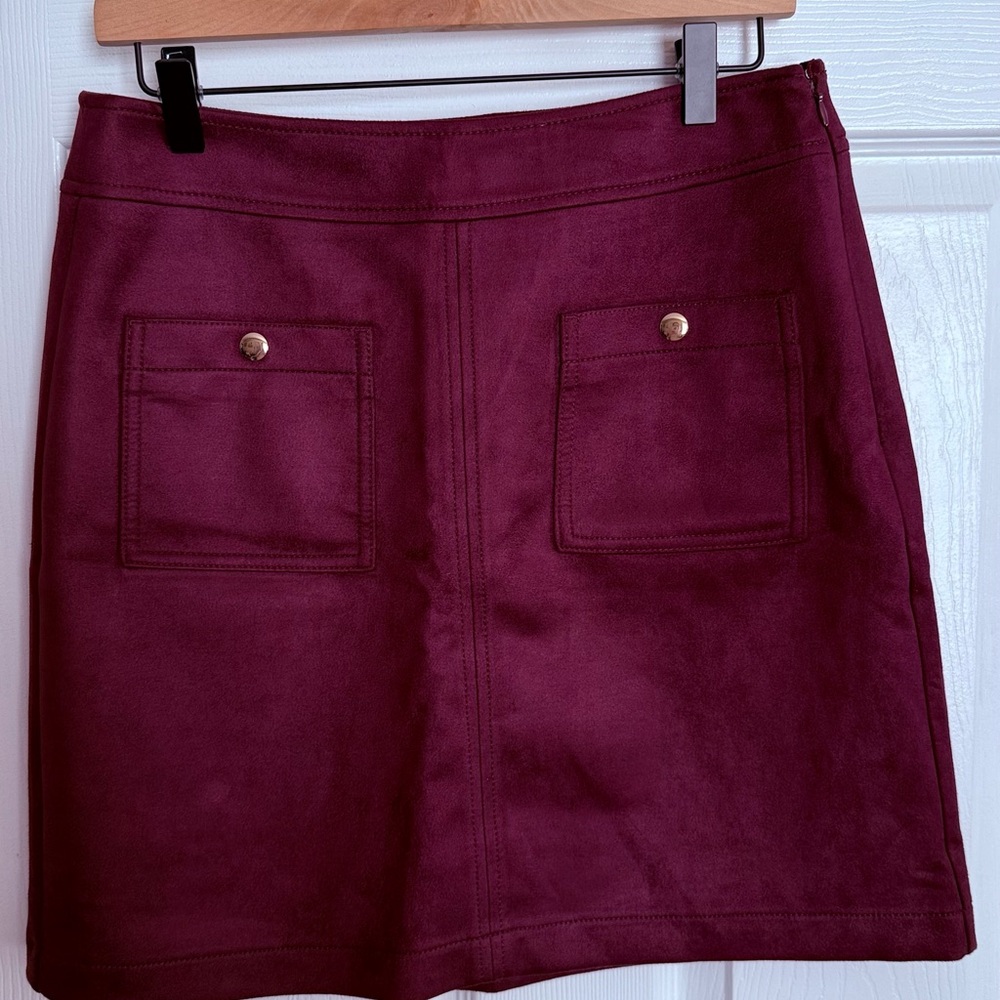 LOFT Rich Burgundy Skirt with Pocket Detail